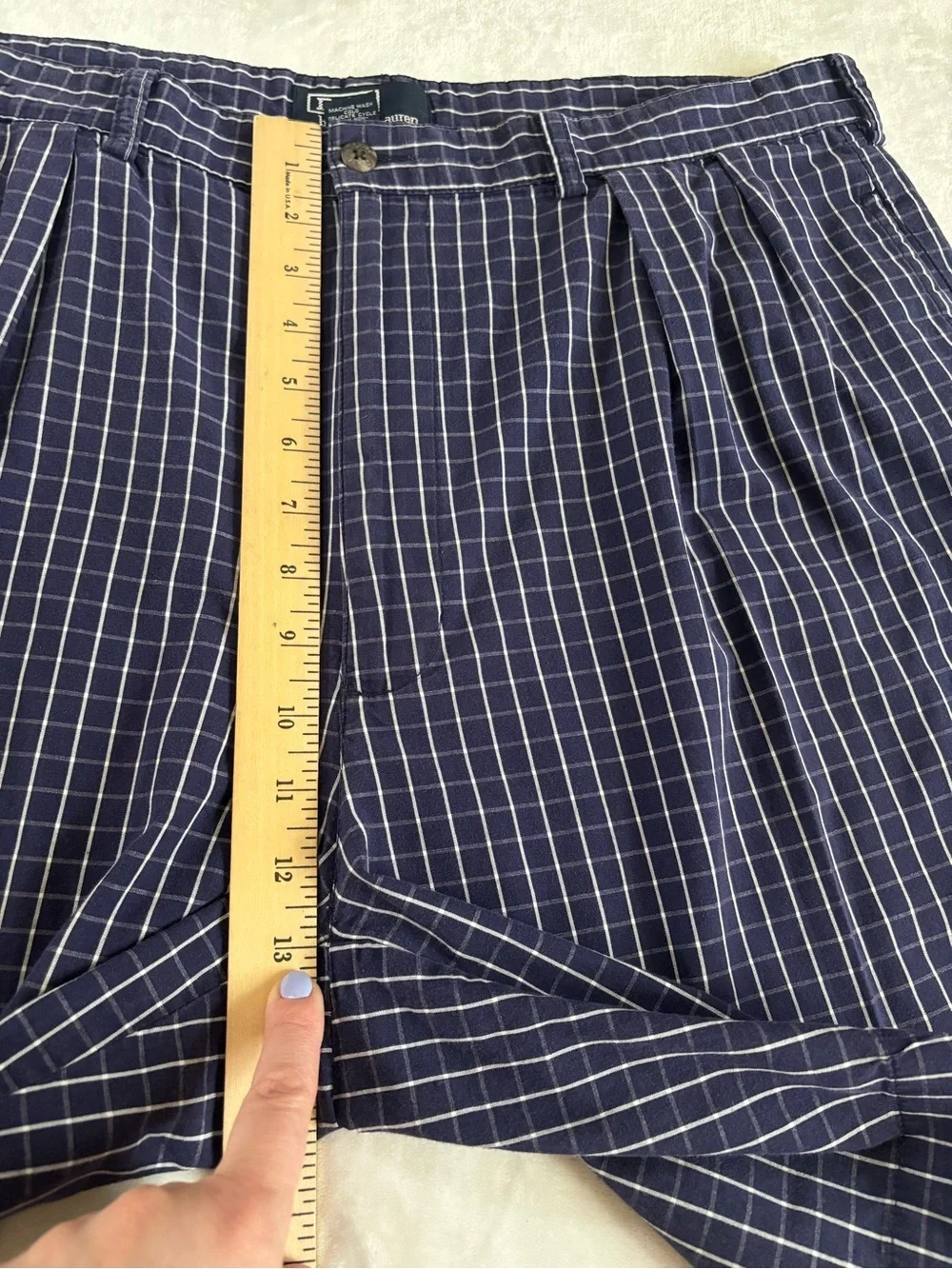 Polo by Ralph Lauren Navy Windowpane Plaid Golf Flat-Front Men’s Shorts Size 38